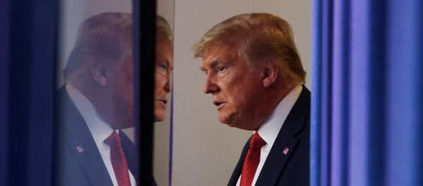 الرئيس الأمريكي دونالد ترامب خلال مؤتمره الصحفي اليومي للحديث عن مستجدات مكافحة فيروس كورونا في البلاد 25 مارس/آذار 2020 - سبوتنيك عربي