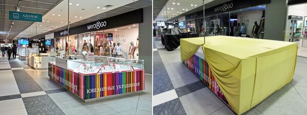 موسكو قبل وبعد إغلاق الأماكن العامة، في إطار اجراءات للوقاية من فيروس كورونا، المركز التجاري غورود في موسكو، 28  مارس 2020 - سبوتنيك عربي