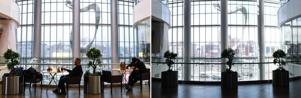 موسكو قبل وبعد إغلاق الأماكن العامة، في إطار اجراءات للوقاية من فيروس كورونا، المركز التجاري غاليريا نوفوسيبيرسك، 28  مارس 2020 - سبوتنيك عربي