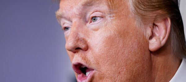 الرئيس الأمريكي دونالد ترامب خلال المؤتمر الصحفي اليومي لخلية إدارة أزمة تفشي فيروس كورونا في البلاد 7 أبريل / نيسان 2020 - سبوتنيك عربي