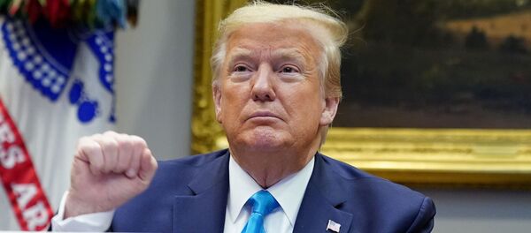 الرئيس الأمريكي دونالد ترامب خلال المؤتمر الصحفي اليومي لخلية إدارة أزمة تفشي فيروس كورونا في البلاد 7 أبريل / نيسان 2020 - سبوتنيك عربي