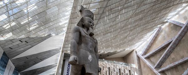 تعقيم تمثال رمسيس الثاني ضد فيروس كورونا في المتحف المصري الكبير، الذي شيد حديثا في الجيزة بضواحي القاهرة ، 13 أبريل 2020. تعقيم تمثال رمسيس الثاني ضد فيروس كورونا في المتحف المصري الكبير، الذي شيد حديثا في الجيزة بضواحي القاهرة ، 13 أبريل 2020. - سبوتنيك عربي