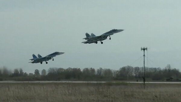 السلاح الجوي الروسي، الجيش الروسي، الطياران الروسي - مناورات سو-27 بحر البلطيق، روسيا 28 أبريل 2020 - سبوتنيك عربي