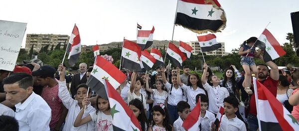 تجمع جماهيري بالعاصمة السورية تنديدا بـقانون قيصر - سبوتنيك عربي