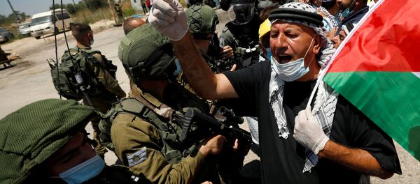 مظاهرات ضد خطة الضم الإسرائيلية، المستوطنات، حارس، الضفة الغربية، 26 يونيو 2020 - سبوتنيك عربي