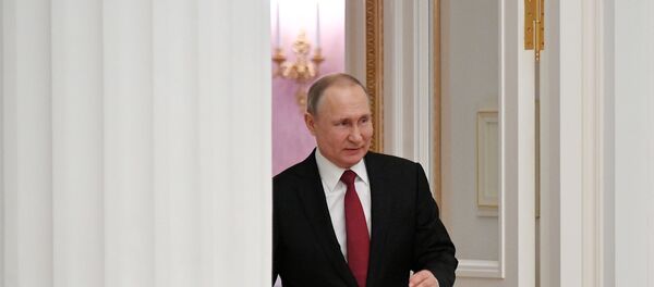 الرئيس الروسي فلاديمير بوتين يمشي في قصر الكرملين  - سبوتنيك عربي