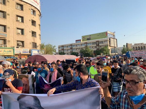 احتجاجات غاضبة وسط بغداد إثر اغتيال الهاشمي... صور وفيديو - سبوتنيك عربي